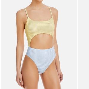 AQUA checkered one piece cut out swimsuit